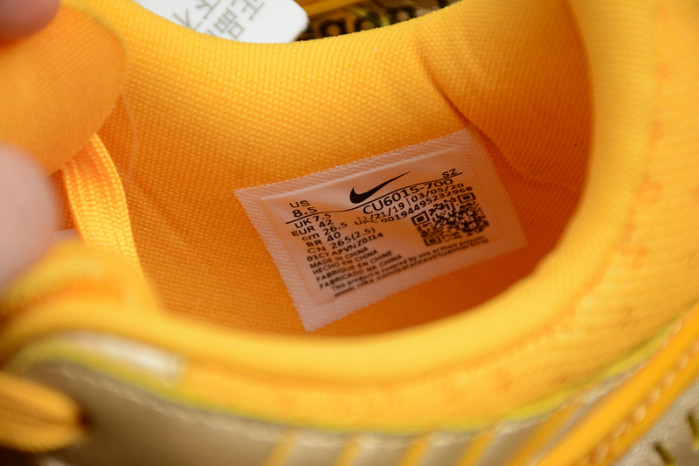 o-w nike air rubber dunk “university gold” cu6015-700